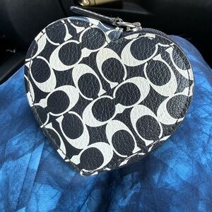 Coach Black & White Heart Coin Pouch